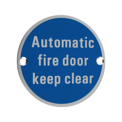 Zoo Hardware ZSA Door Sign - Automatic Fire Door Keep Clear, Satin Aluminium - ZSA12SA SATIN ALUMINIUM