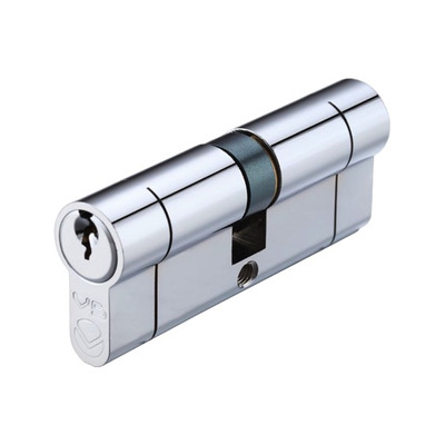 Zoo Hardware Vier Precision Euro Profile British Standard 5 Pin Double Cylinders (Various Sizes), Polished Chrome - V5EP60DPCE 90mm - KEYED TO DIFFER