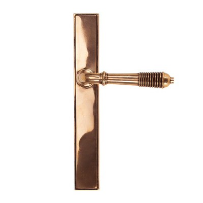From The Anvil Reeded Slimline Lever Latch Set, Sprung Door Handles, Polished Bronze - 45428 (sold in pairs) POLISHED BRONZE