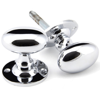 From The Anvil Oval Mortice/Rim Knob Set, Polished Chrome - 91975 (sold in pairs) POLISHED CHROME