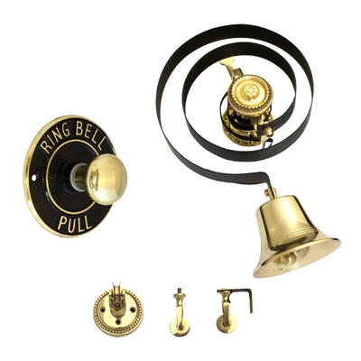 Prima Butlers Bell On Black Spring With Round Embossed Pull, Polished Brass - BH1007PB POLISHED BRASS