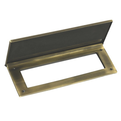 Prima Horizontal Internal Door Tidy With Draught Excluder (260mm x 88mm OR 310mm x 115mm), Antique Brass - XL2012 ANTIQUE BRASS - 310mm x 115mm (Aperture 245mm x 60mm)