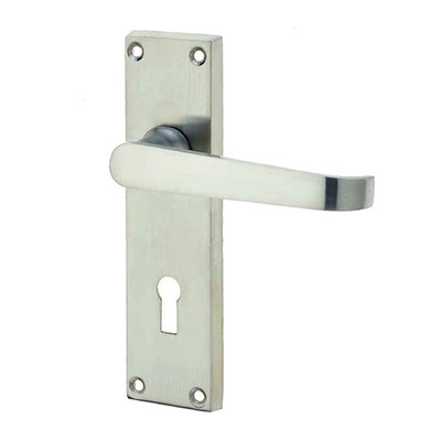 Frelan Hardware Victorian Straight Lever Door Handles On Backplate, Satin Chrome - JV30SC (sold in pairs) EURO PROFILE LOCK (WITH CYLINDER HOLE)
