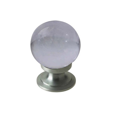 Frelan Hardware Plain Clear Ball Glass Cupboard Door Knob, Satin Chrome - JH1151-SC SATIN CHROME - 30mm