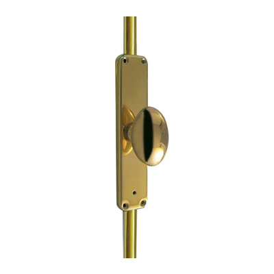 Frelan Hardware Locking Espagnolette Bolt With Oval Handle, Polished Brass - JV3400PB POLISHED BRASS