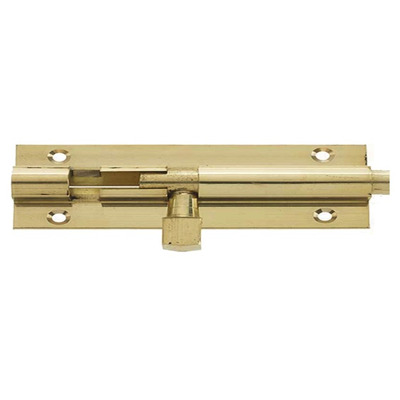 Frelan Hardware Straight Brass Barrel Bolt (Various Sizes), Polished Brass - J1001PB POLISHED BRASS - 150mm x 25mm