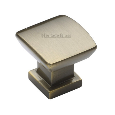 Heritage Brass Plinth Cabinet Knob With Base (25mm x 25mm OR 35mm x 35mm), Antique Brass - C4382-AT ANTIQUE BRASS - 25mm