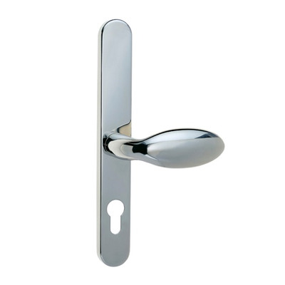 Mila Supa Standard Lever/Pad Door Handles, Backplate - 92mm/62mm C/C Euro Lock, Polished Stainless Steel - 570551 (sold in pairs) POLISHED STAINLESS STEEL - 240mm (92mm/62mm C/C)