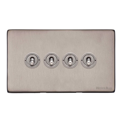 M Marcus Electrical Vintage 20 AMP 4 Gang 2 Way Dolly Switch, Aged Pewter - XAP.2430.AP AGED PEWTER