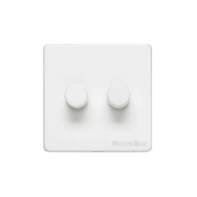 M Marcus Electrical Vintage 2 Gang 2 Way Push On/Off Dimmer Switch, Gloss White (250 OR 400 Watts) - XGL.270.250 GLOSS WHITE - 250 WATTS