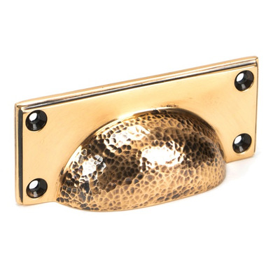 From The Anvil Hammered Art Deco Drawer Pull (84mm C/C), Polished Bronze - 46040 POLISHED BRONZE