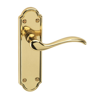 Urfic Lisbon Traditional Range Door Handles On Backplate, Polished Brass - 130-455-01 (sold in pairs) LATCH