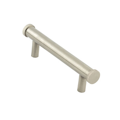 Frelan Hardware Hoxton Thaxted Line Knurled End Cap Cabinet Pull Handle (96mm OR 224mm c/c), Satin Nickel - HOX250SN SATIN NICKEL - 96mm c/c