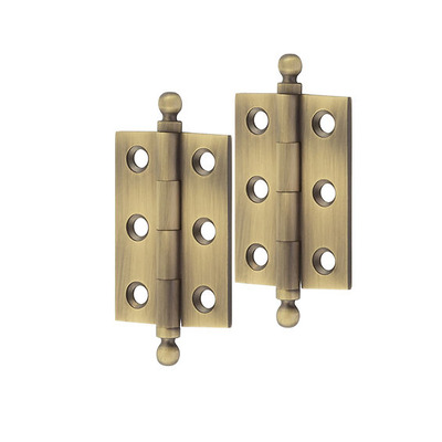 Frelan Hardware Hoxton 2 Inch Finial Cabinet Hinges, Antique Brass - HOX800AB (sold in pairs) ANTIQUE BRASS