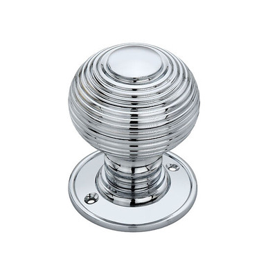 Spira Brass Beehive Mortice/Rim Door Knob (60mm), Polished Chrome - SB2106PC (sold in pairs) POLISHED CHROME - 60mm
