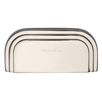 Heritage Brass Bauhaus Cabinet Drawer Cup Pull Handle (76mm C/C), Polished Nickel - C1740-PNF POLISHED NICKEL - 76mm C/C