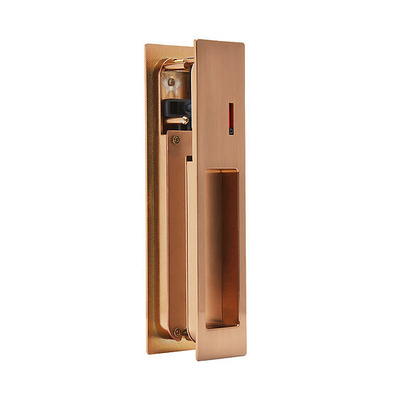 Access Hardware Vertical Sliding Door Lock Kit With Indicator For Bathroom Door, Satin Copper - X89002SCU SATIN COPPER