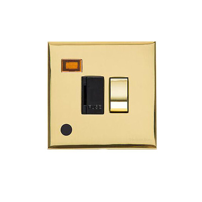 M Marcus Electrical Winchester Single 13 AMP Fused Switched Spur With Neon & Cord, Polished Brass - W01.236.PBBK POLISHED BRASS