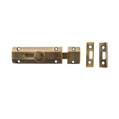 Atlantic Surface Door Bolt (4 Inch, 6 inch OR 8 Inch), Antique Brass - ASB4AB ANTIQUE BRASS - 4 INCH
