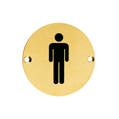 Zoo Hardware ZSS Door Sign - Male Sex Symbol, PVD Satin Brass - ZSS01-PVDSB PVD SATIN BRASS