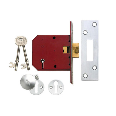 UNION 2401 5 Lever Sliding Door Lock With Claw Bolt (3 INCH), Satin Chrome - 9016 78mm (3 INCH) SATIN CHROME