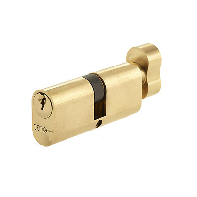 Frelan Hardware Oval Profile 5 Pin Double Cylinder & Turn (60mm, 70mm OR 80mm), Polished Brass - JL60-OPCTPB 80mm - POLISHED BRASS