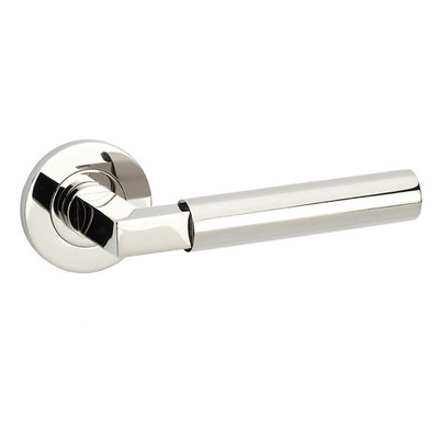 Alexander & Wilks Hurricane Plain Door Handles On Round Rose, Polished Nickel PVD - AW201PNPVD (sold in pairs) POLISHED NICKEL PVD