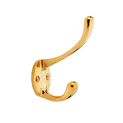 Alexander & Wilks Victorian Hat and Coat Hook, Unlacquered Brass - AW770PBU POLISHED BRASS UNLACQUERED