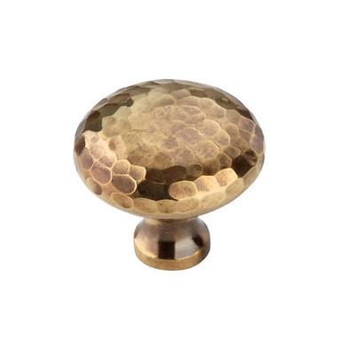 Spira Brass Hammered Mushroom Cupboard Knob (32mm OR 38mm), Aged Brass - SB2337AB (sold in pairs) AGED BRASS - 32mm