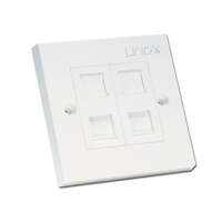 Image of Lindy CAT5e Single Wall Plate with 2 x RJ-45 Shuttered Socket, Unshiel