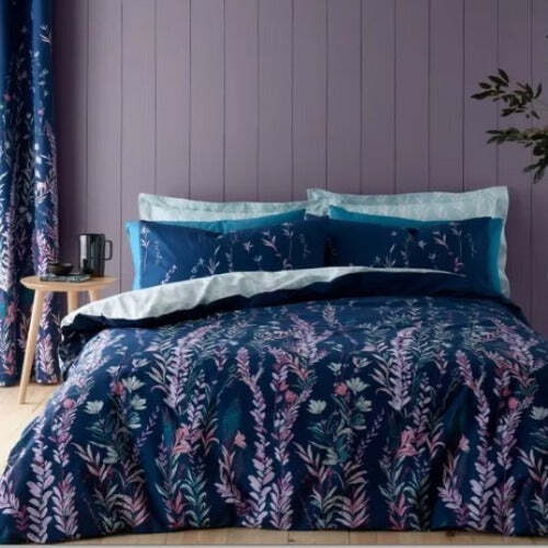 100% Cotton Navy Floral & Fern - Extra Large Single Duvet Cover Set