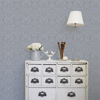 Ekbacka Rosali Floral Wallpaper Blue Grey Galerie 14007
