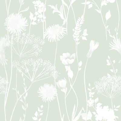 Catherine Lansfield Meadowsweet Floral Wallpaper Green Muriva 16558