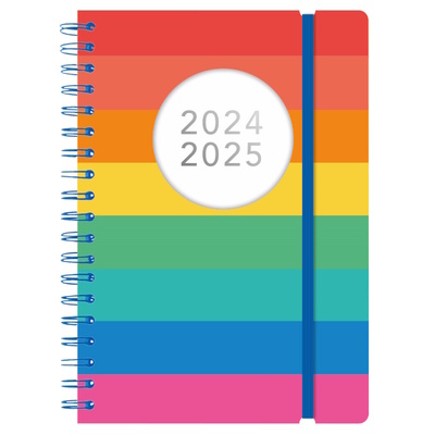 2024/2025 Spiral Bound Academic A5 Day A Page Mid Year Diary - STRIPES