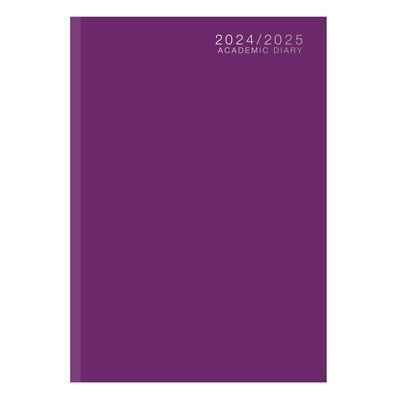 2024-2025 Academic A4 Week To View Mid Year Hardback Diary - PURPLE