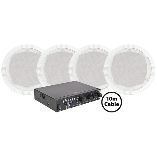 Background Music System with 4 Speakers & Bluetooth Amp/Media Player