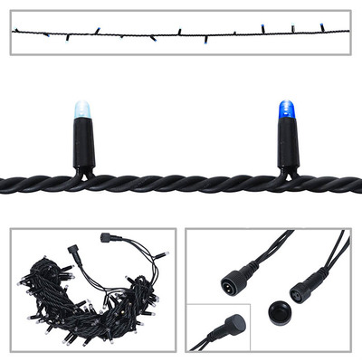 LED String Light Rubber Connectable Design in Blue/Cool White - 10m