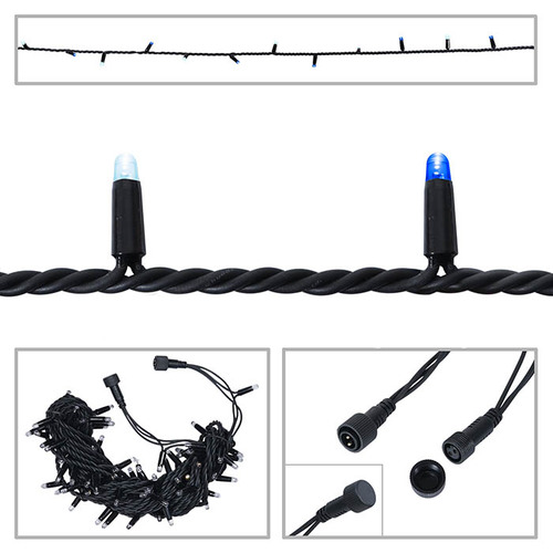 LED String Light Rubber Connectable Design in Blue/Cool White - 10m