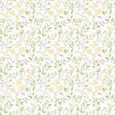 Just Kitchens Spring leaf trail Wallpaper Lilac Yellow Green Galerie G45456
