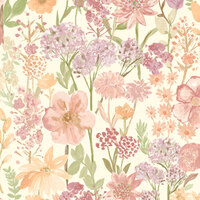Wildflowers Wallpaper Pink / Cream Grandeco A61603