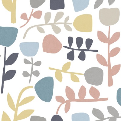 Juni Tulip Wallpaper Blue / Pink Fine Decor FD26539
