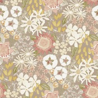 Karina Wildflower Garden Vinyl Wallpaper Natural / Pink Fine Decor FD26521