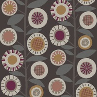 Sisu Floral Geometric Wallpaper Berry Fine Decor FD26552