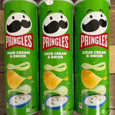 3x Pringles Sour Cream & Onion Sharing Tubes (3x165g)