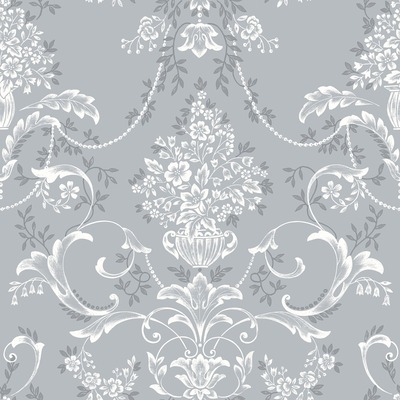 Amelie Floral Damask Wallpaper Slate Blue Rasch 260246
