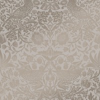 William Morris At Home Strawberry Thief Fibrous Wallpaper Neutral 124238