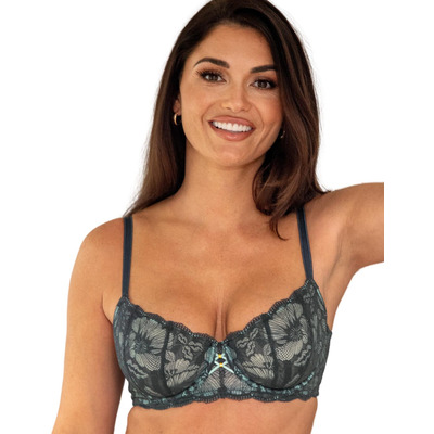 Pour Moi Atelier Lace Balcony Bra - Slate/Mint
