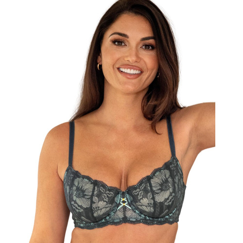 Pour Moi Atelier Lace Balcony Bra - Slate/Mint