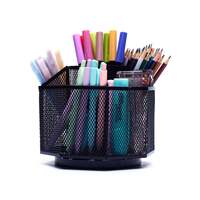 EXERZ Desk Organiser/Mesh Desk Tidy Caddy/Pencil Holder/Multifunctional 360 Rotating – Black