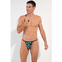 HOM FUNKY STYLE Tanga Brief - Black Print